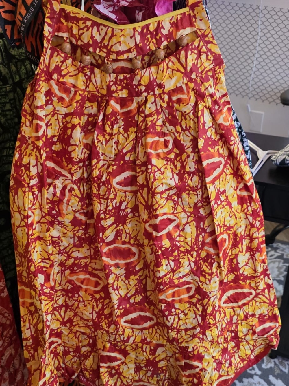 Vibrant Yellow & Red Printed Circle Skirt